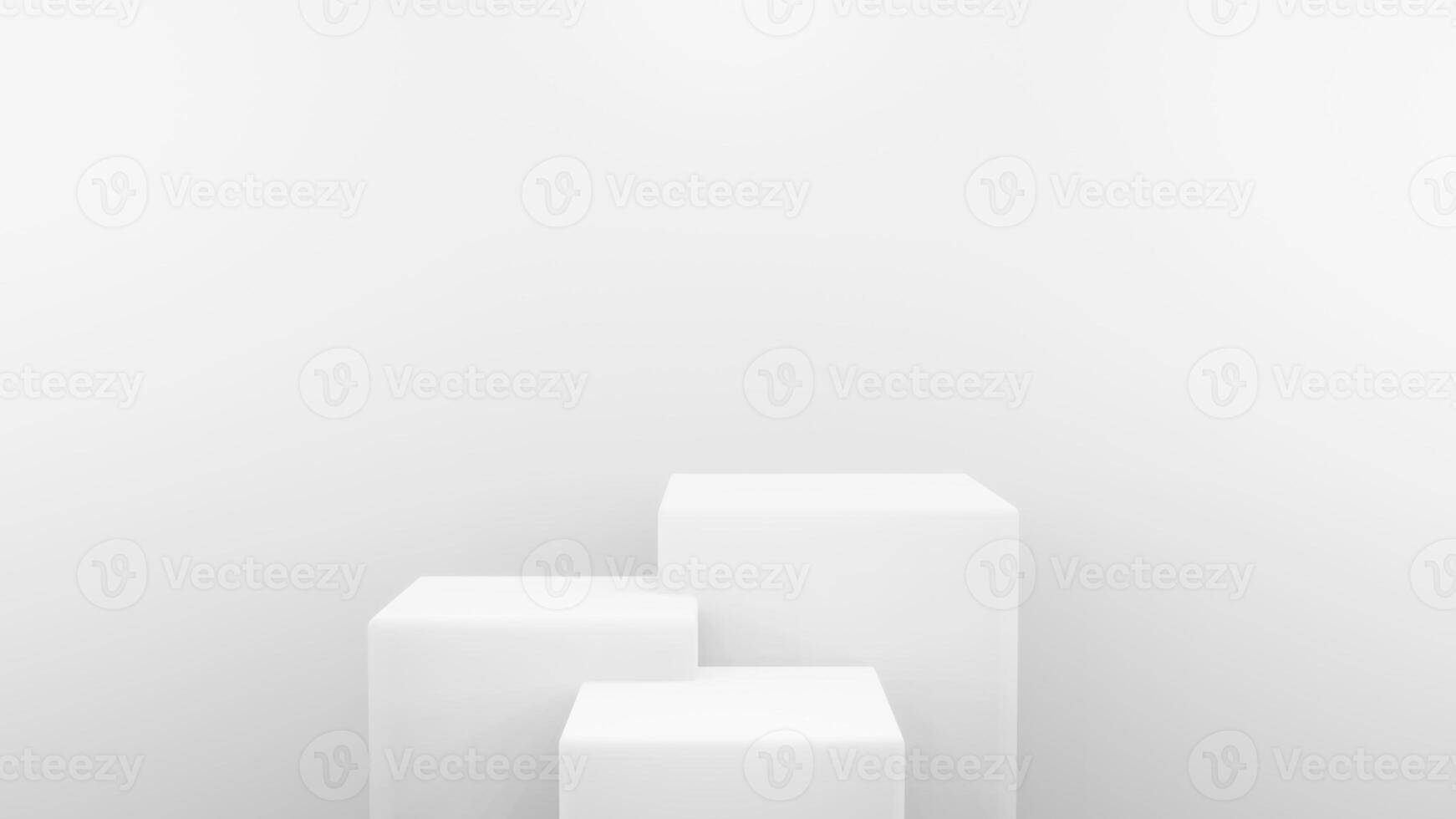 Podium in abstract white composition for product presentation, 3d render, 3d illustration photo