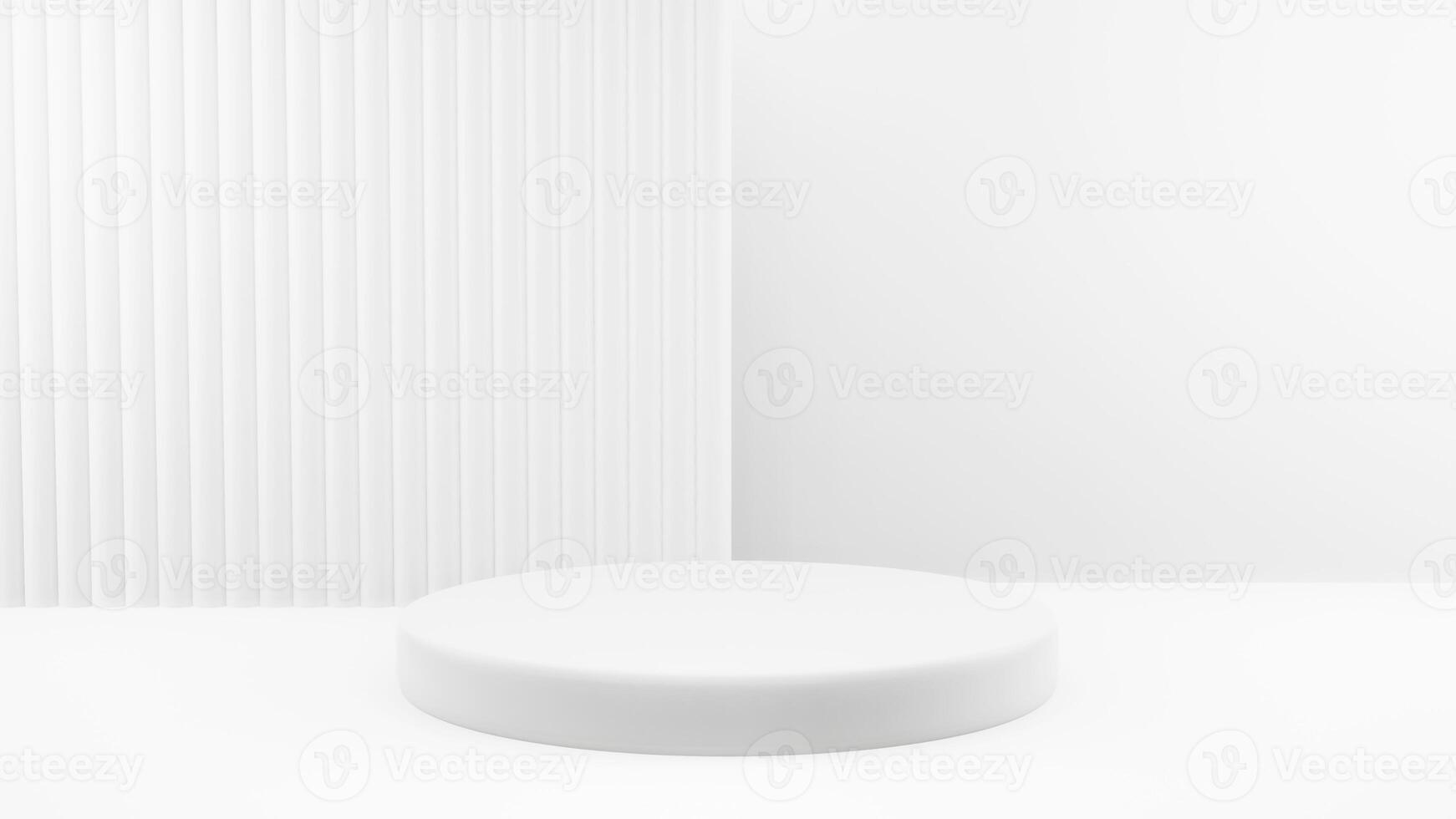 Podium in abstract white composition for product presentation, 3d render, 3d illustration photo