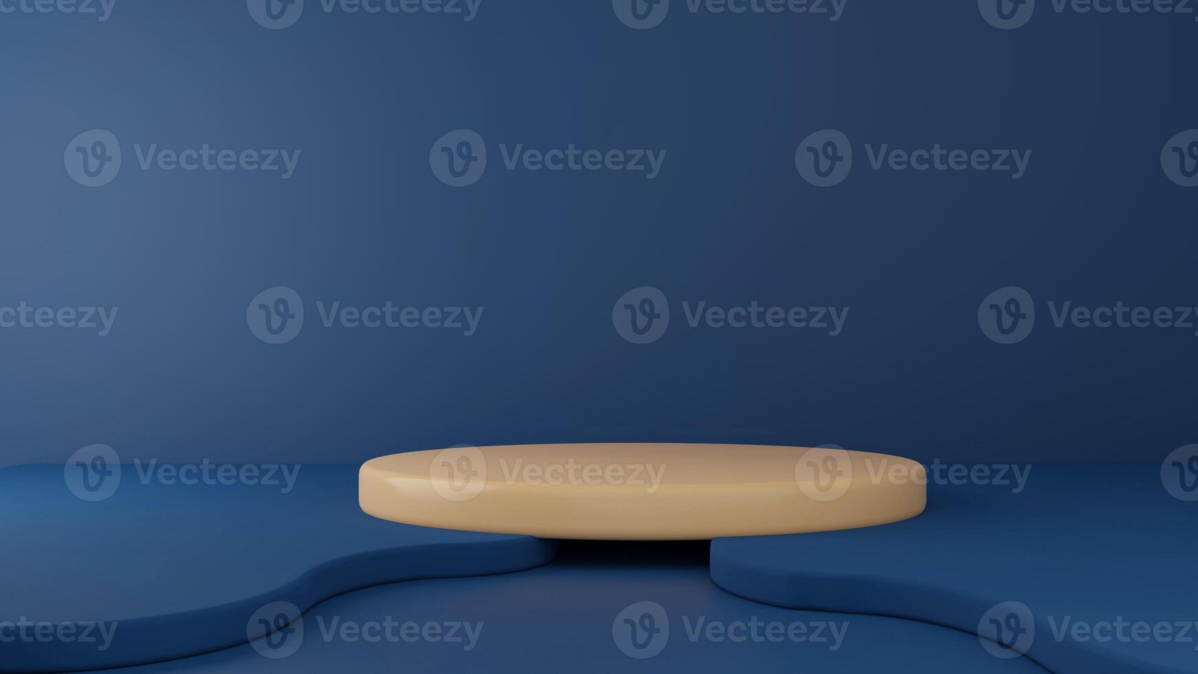 Abstract modern 3D rendering scene with composition empty blue and yellow podium for product cosmetic abstract background. Mock up Geometric shape in blue pastel colors photo