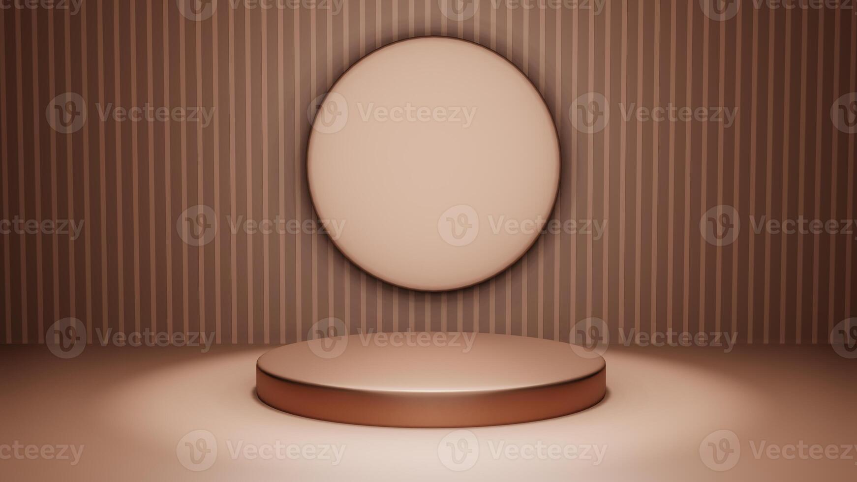 Abstract minimal scene - empty stage with podiums on beige background. Pedestal for cosmetic product and packaging mockups display presentation. photo
