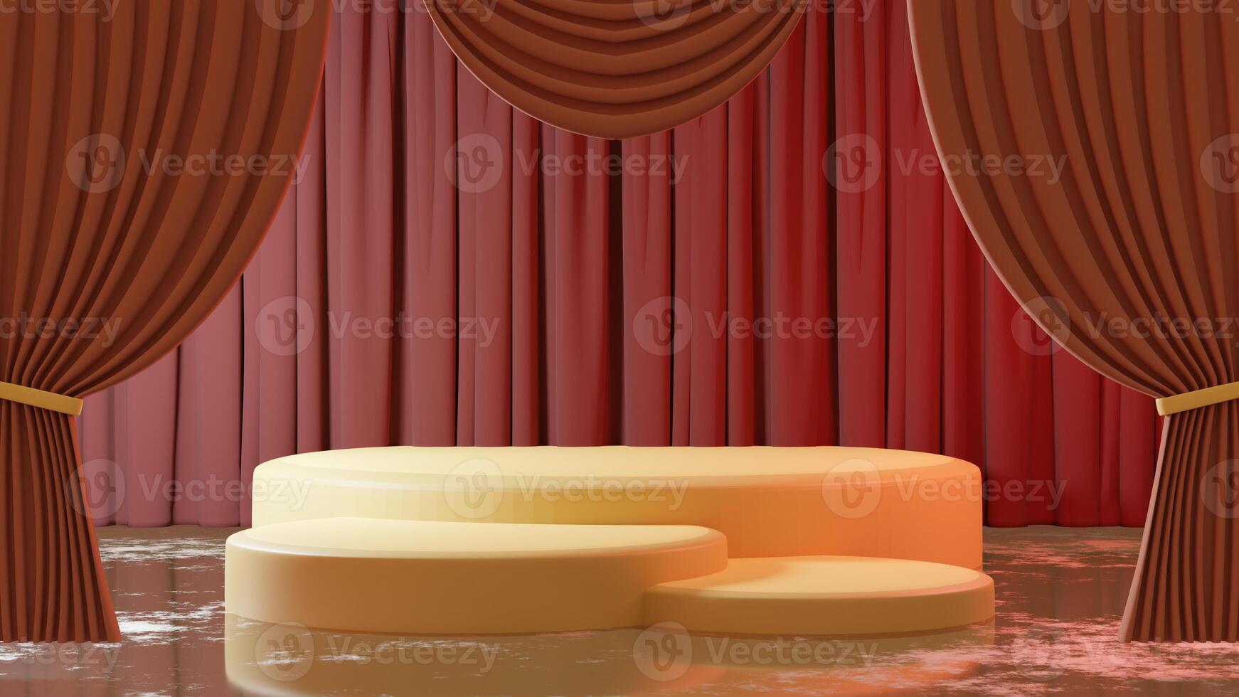 teatro etapa con producto podio y retro estilo cortina antecedentes 3d ilustración prestar. foto