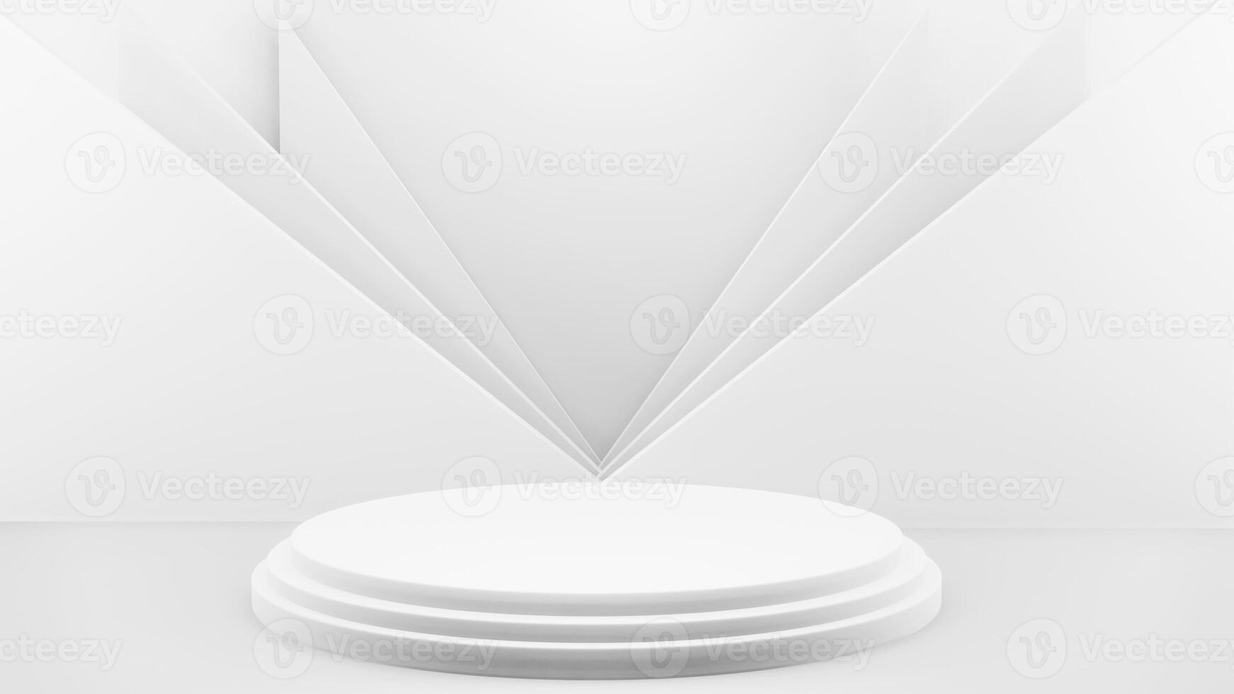 Podium in abstract white composition for product presentation, 3d render, 3d illustration photo