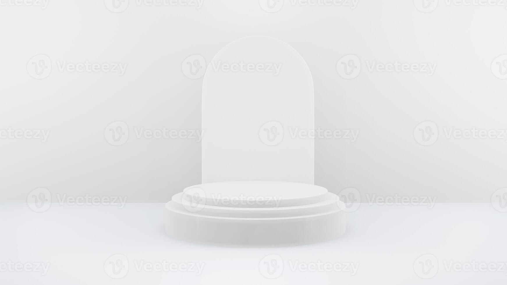 Podium in abstract white composition for product presentation, 3d render, 3d illustration photo