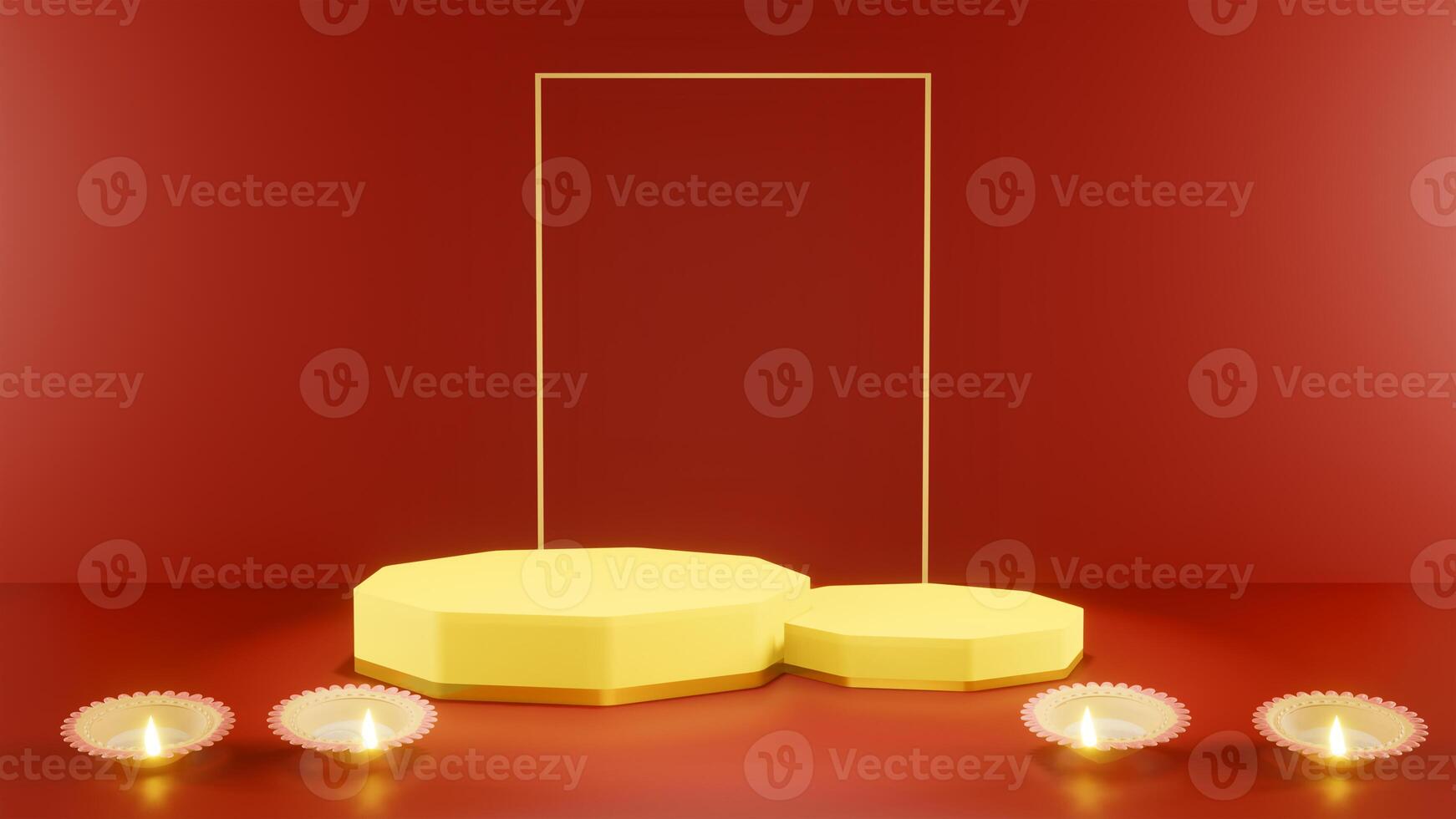 Indian festival Happy Diwali with Diwali props, holiday Background with product podium, Diwali celebration, 3D illustration rendered. photo