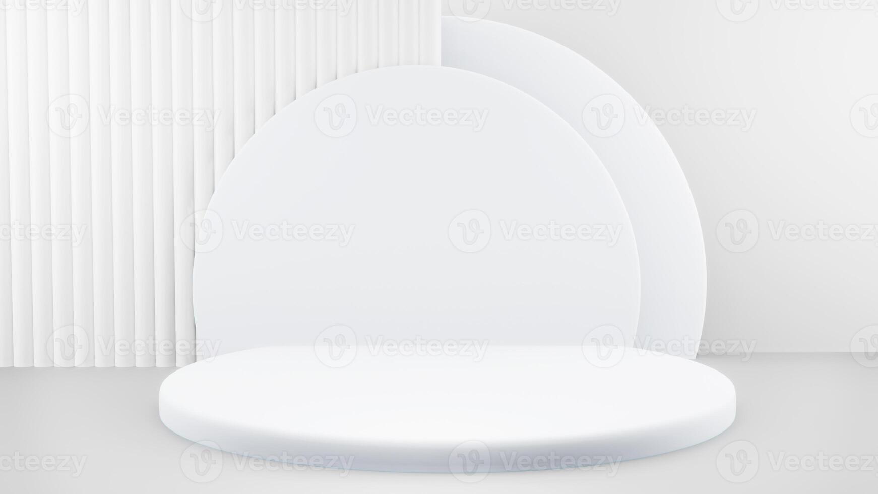 Podium in abstract white composition for product presentation, 3d render, 3d illustration photo