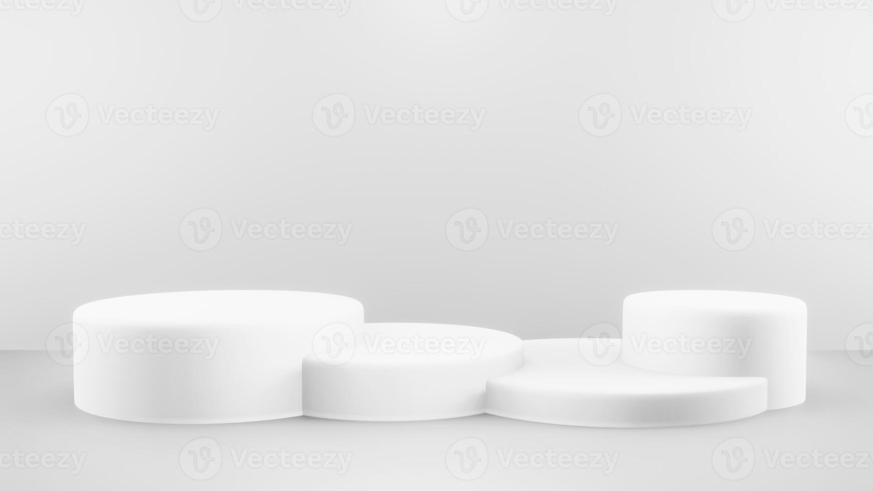 Podium in abstract white composition for product presentation, 3d render, 3d illustration photo