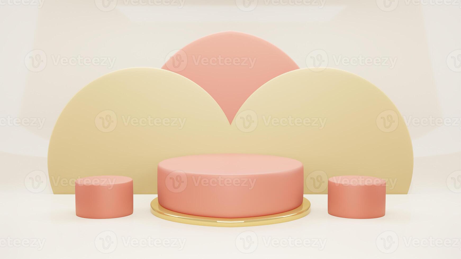 3D Product decorate presentation, text space and podium with red gold style. Minimal cosmetic background for product presentation. 3d render illustration. Object isolate photo