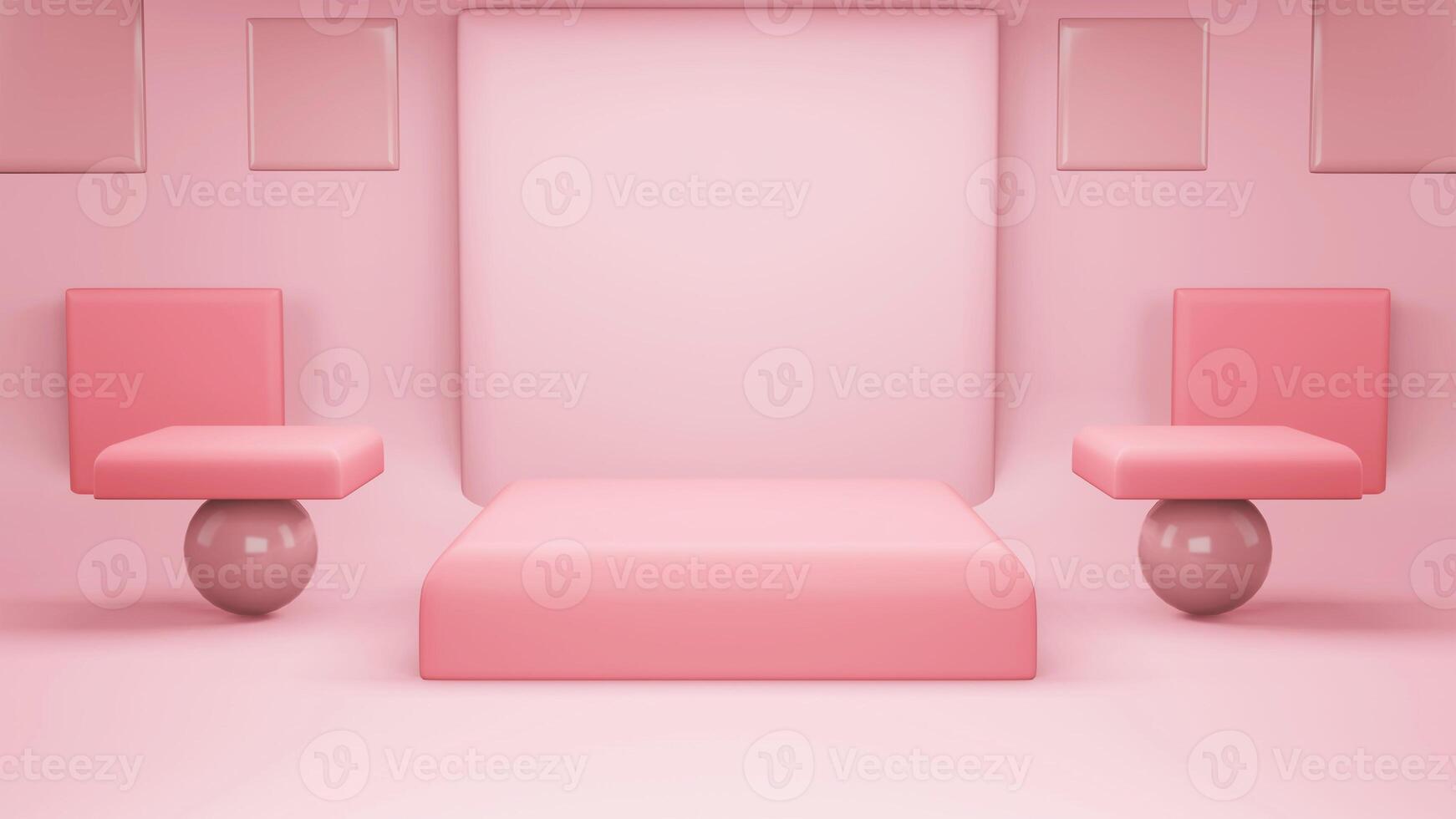 Pink Abstract geometry shape background. Pink podium minimalist mock up scene for cosmetic or another product, 3d rendering photo