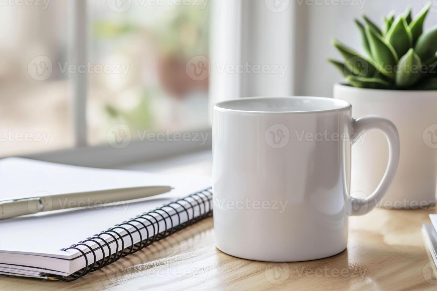 Mug mockup, Coffee mug mockup in table, White mug branding Mockup photo