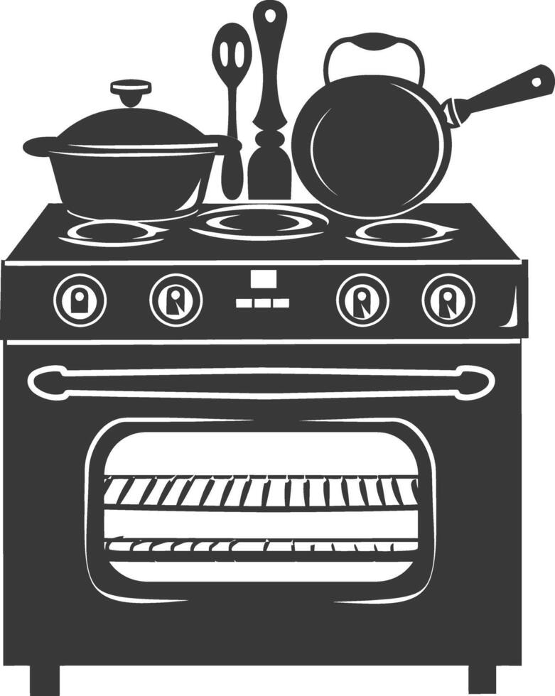 AI generated Silhouette Oven Cooking Tool black color only vector