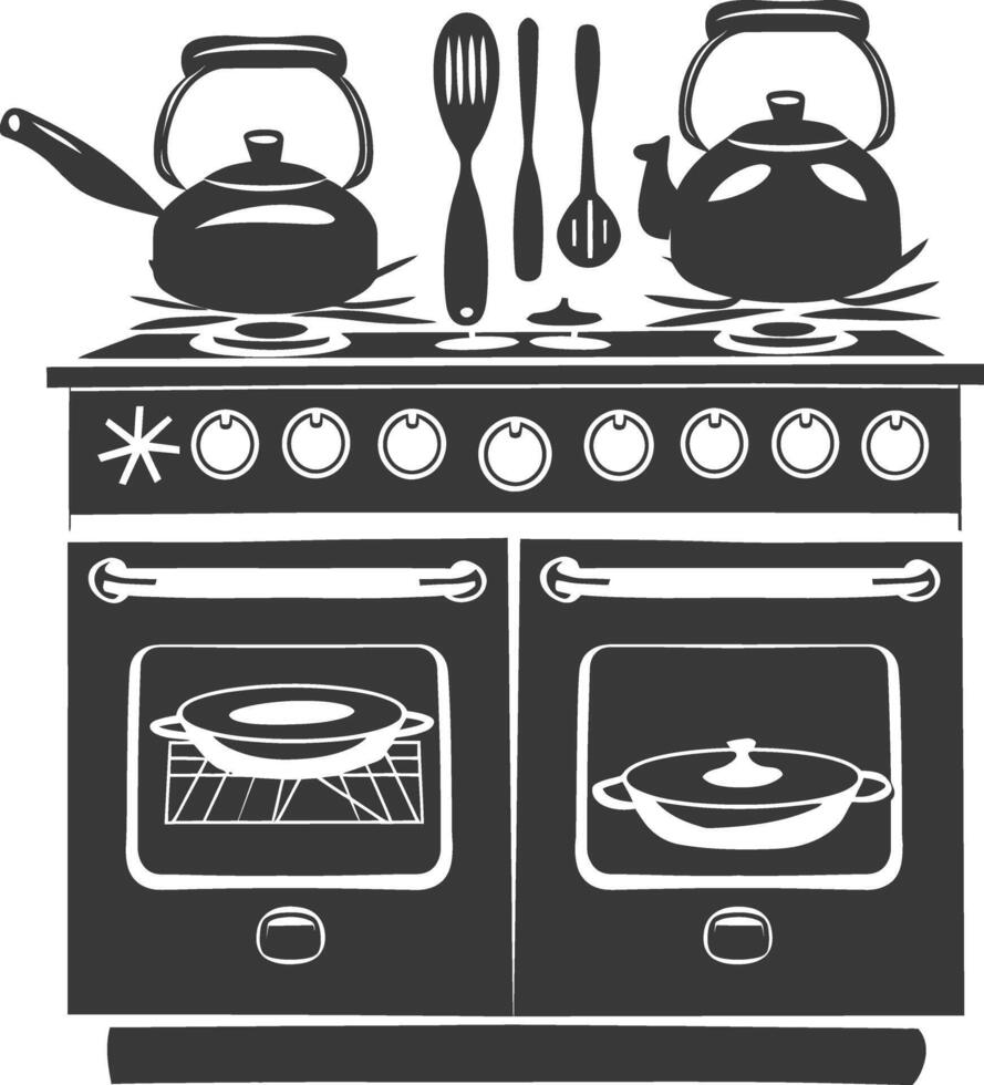 AI generated Silhouette Oven Cooking Tool black color only vector