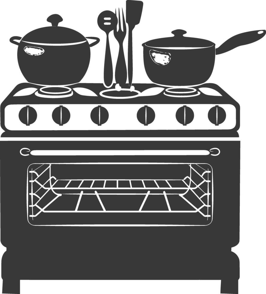 AI generated Silhouette Oven Cooking Tool black color only vector