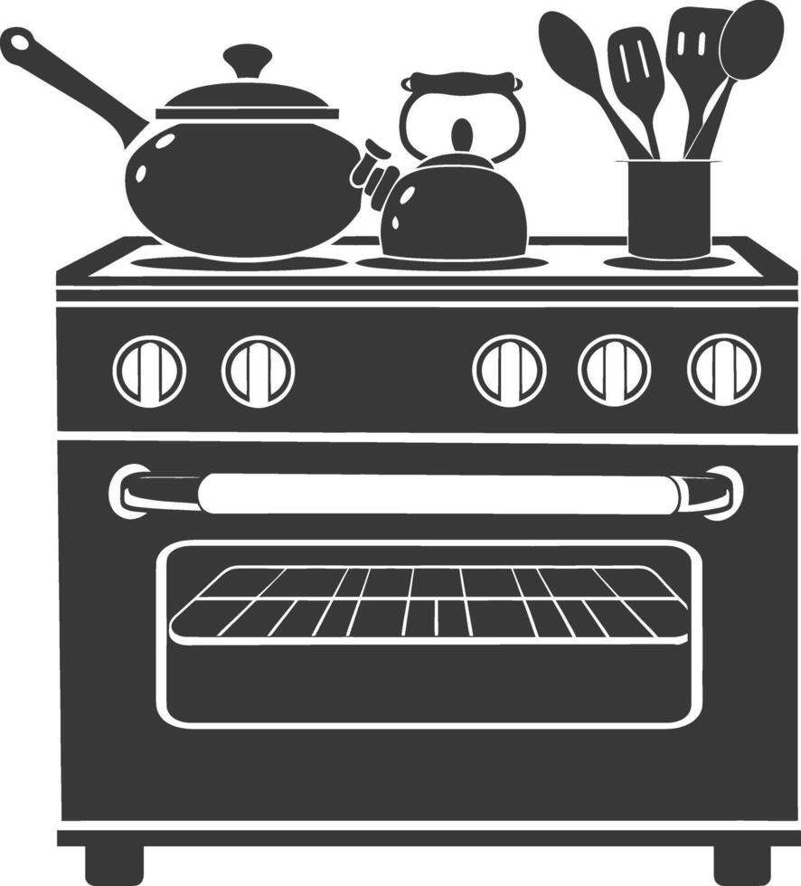 AI generated Silhouette Oven Cooking Tool black color only vector