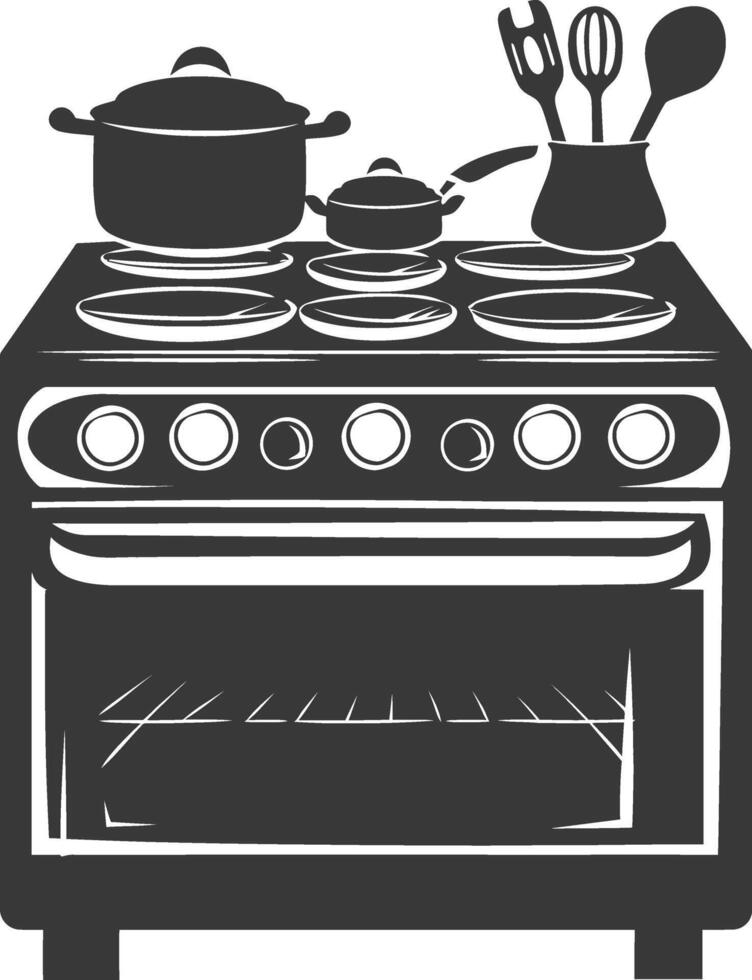 AI generated Silhouette Oven Cooking Tool black color only vector