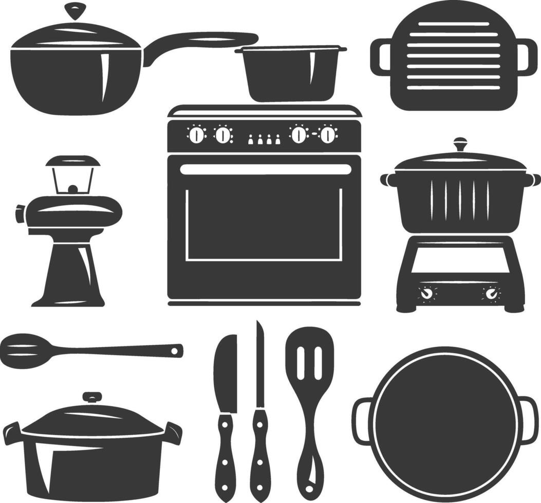 AI generated Silhouette Oven Cooking Tool black color only vector