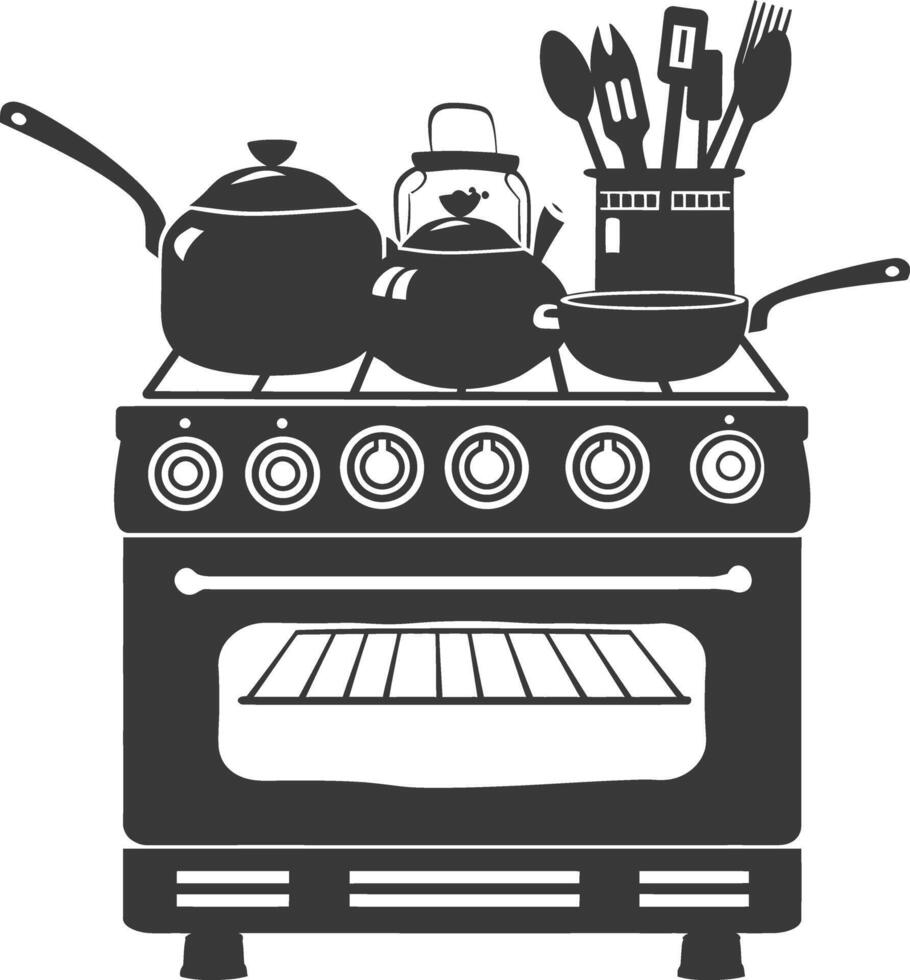 ai generado silueta horno Cocinando herramienta negro color solamente vector