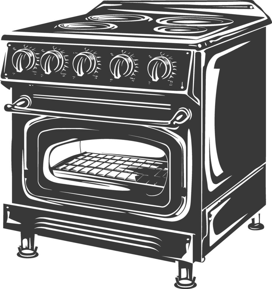 AI generated Silhouette Oven Cooking Tool black color only vector