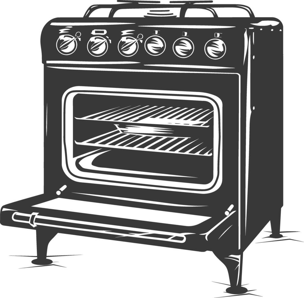 AI generated Silhouette Oven Cooking Tool black color only vector