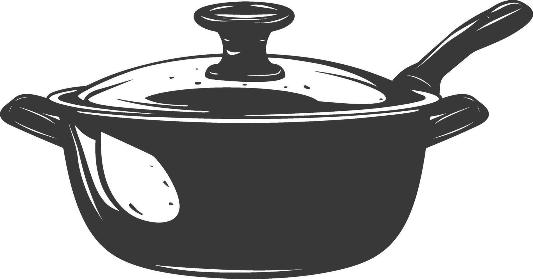 AI generated Silhouette Pan Cooking Tool black color only vector