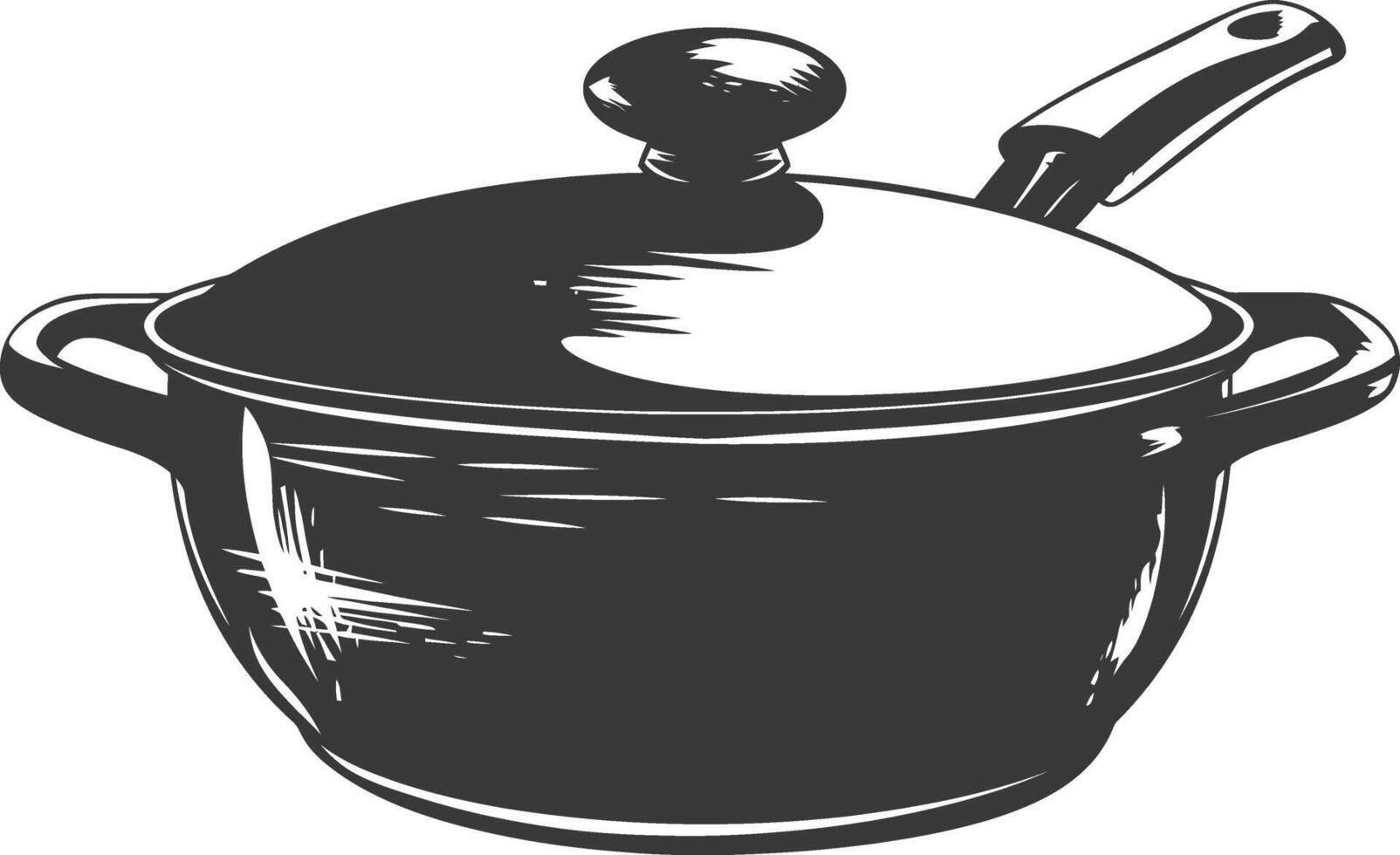 AI generated Silhouette Pan Cooking Tool black color only vector