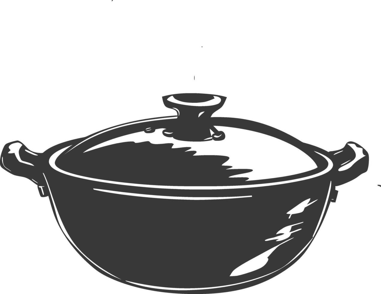 AI generated Silhouette Pan Cooking Tool black color only vector