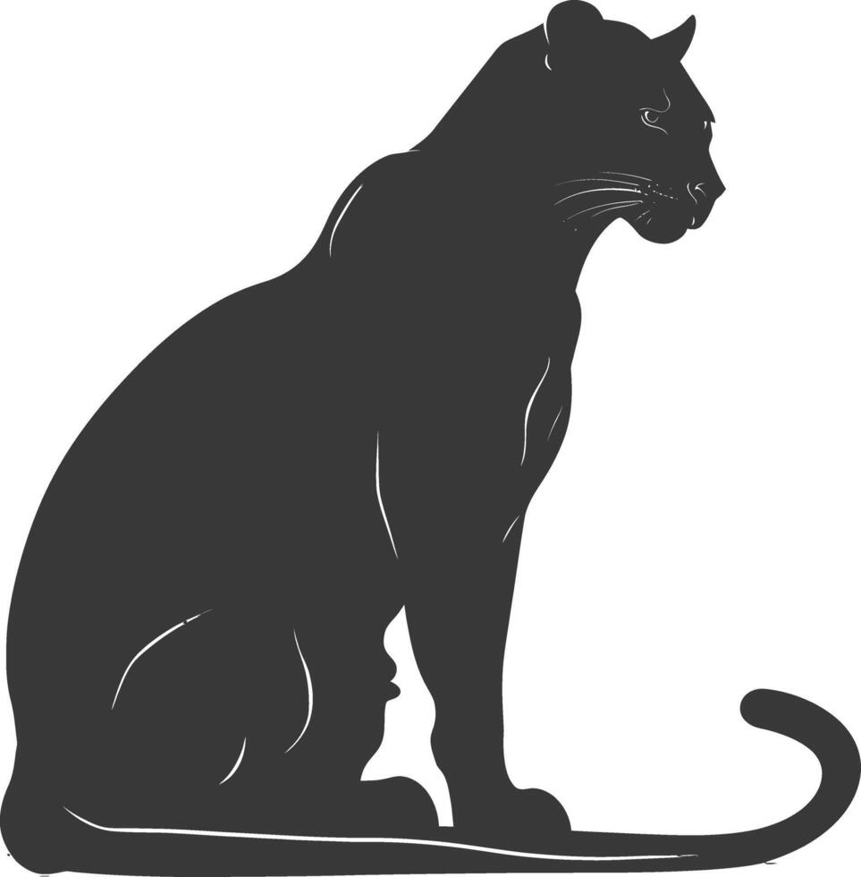 AI generated Silhouette panther animal black color only full body vector