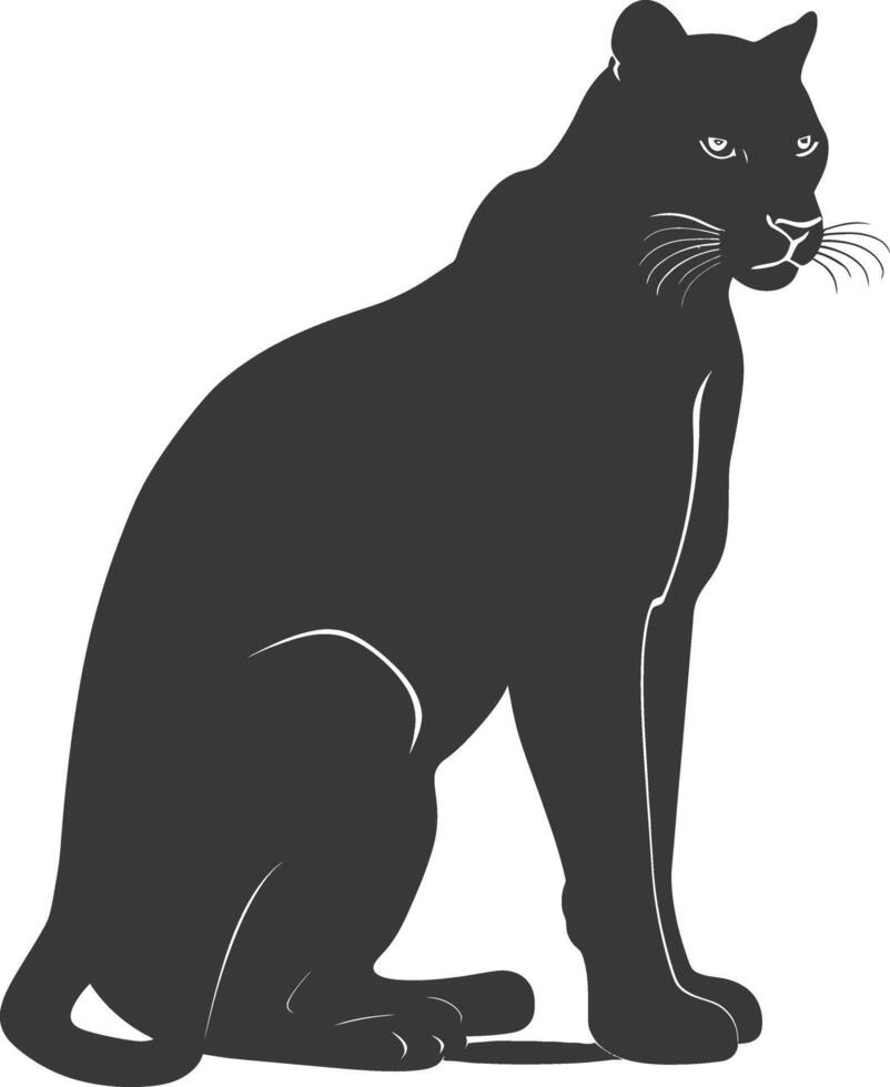 AI generated Silhouette panther animal black color only full body vector