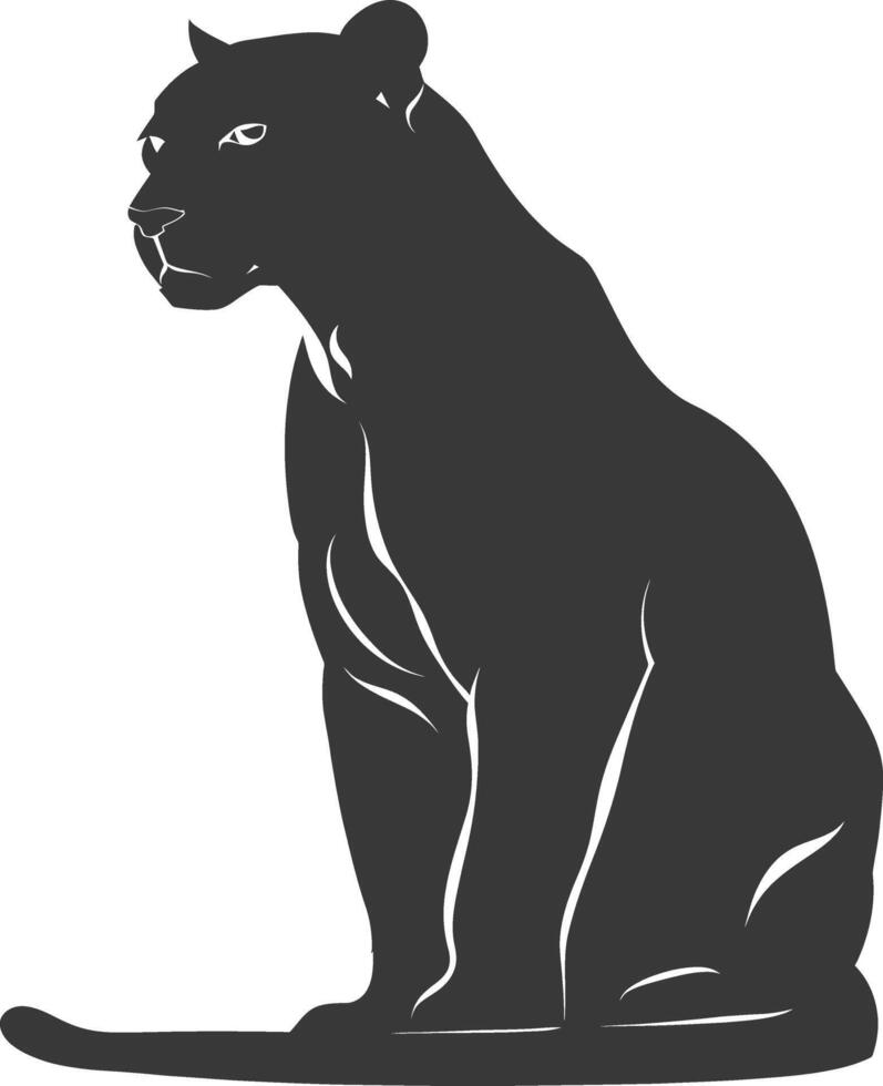 AI generated Silhouette panther animal black color only full body vector