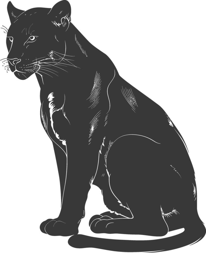 AI generated Silhouette panther animal black color only full body vector