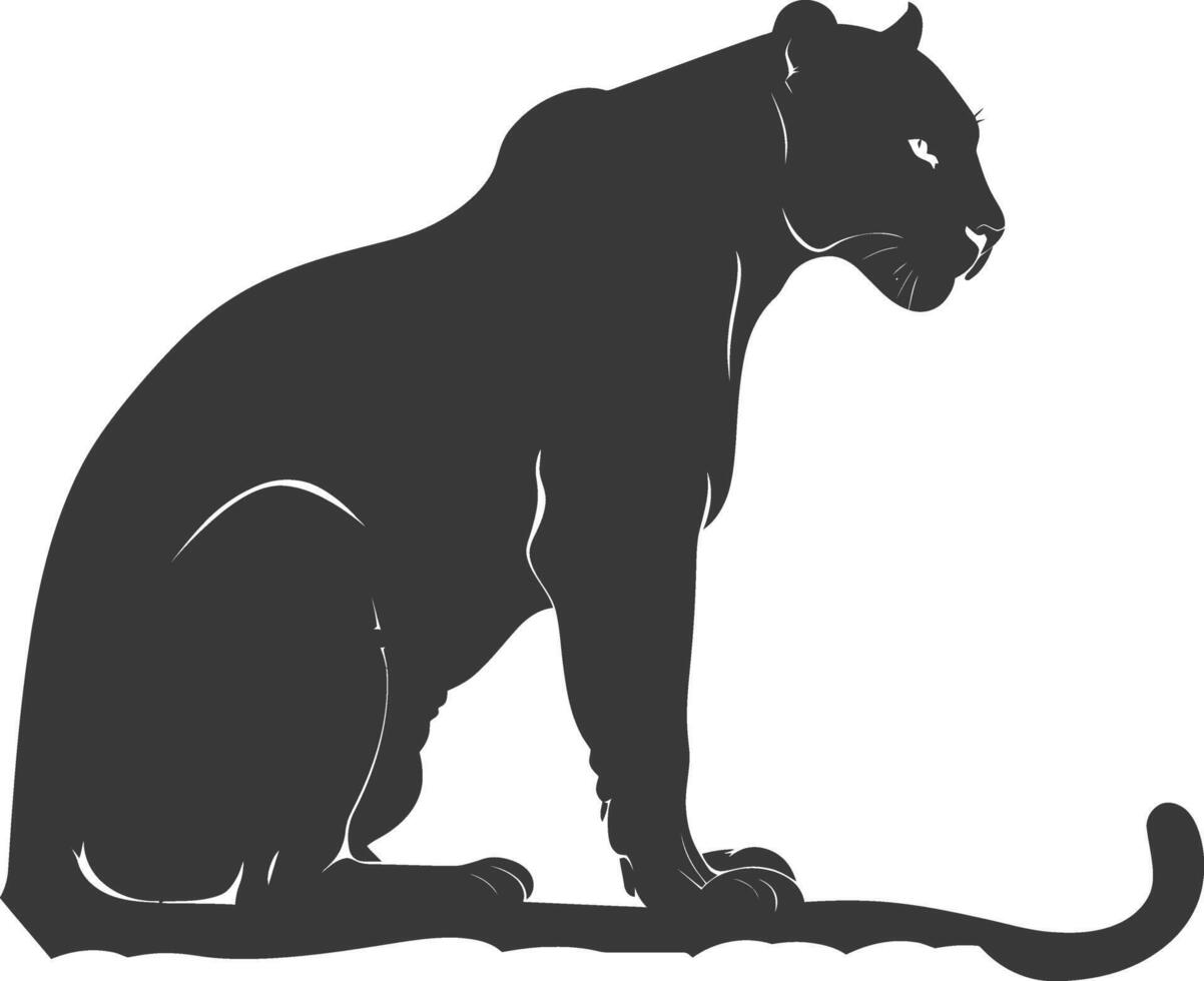 AI generated Silhouette panther animal black color only full body vector