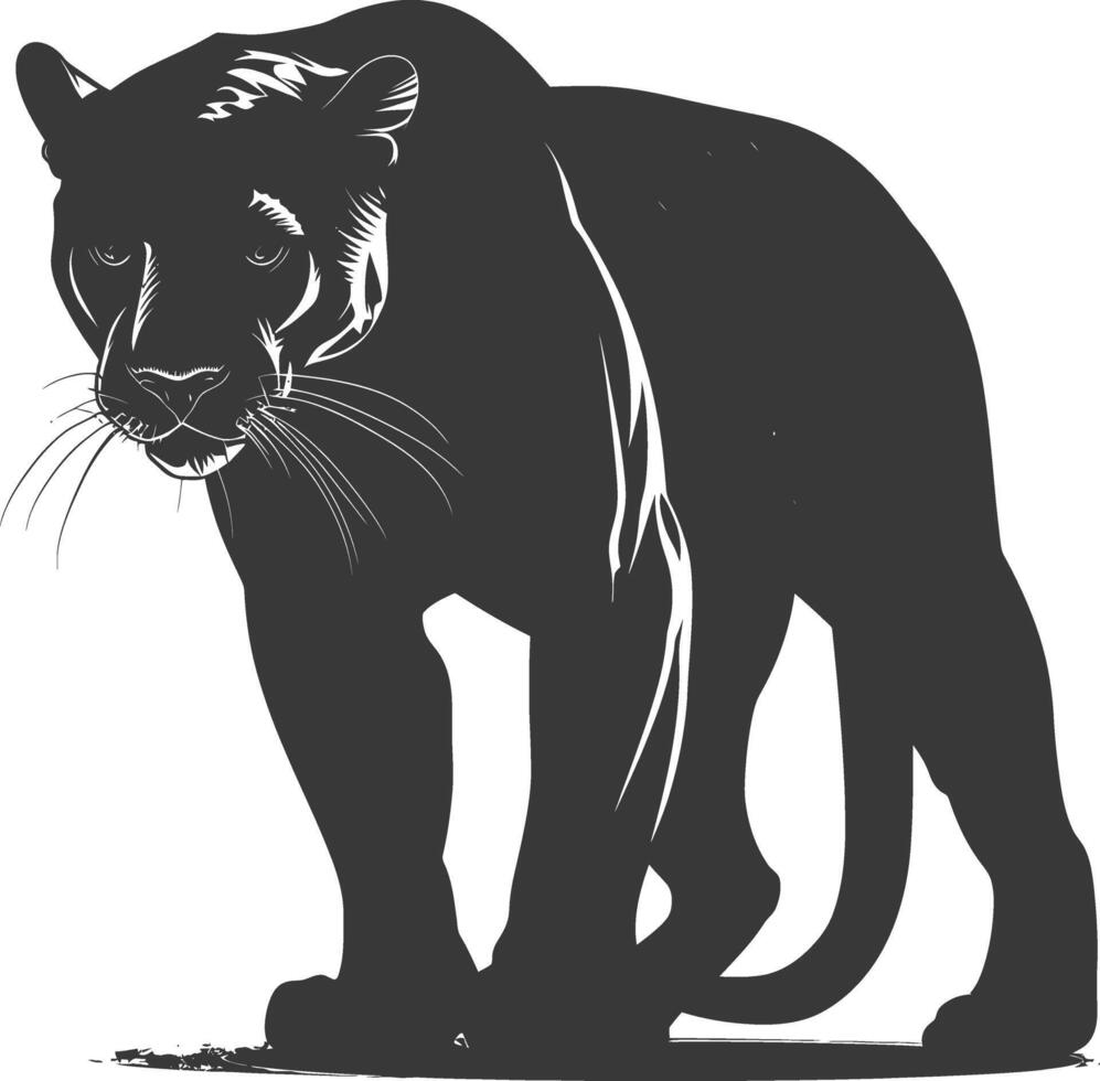 AI generated Silhouette panther animal black color only full body vector