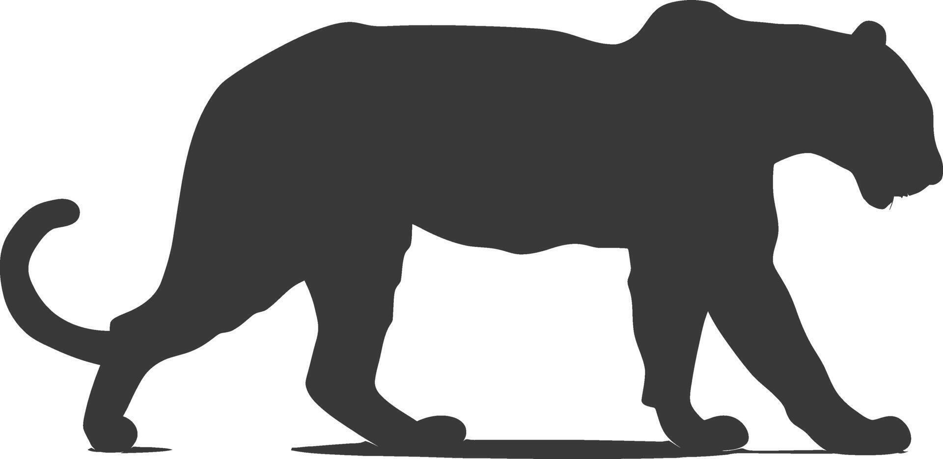 AI generated Silhouette panther animal black color only full body vector