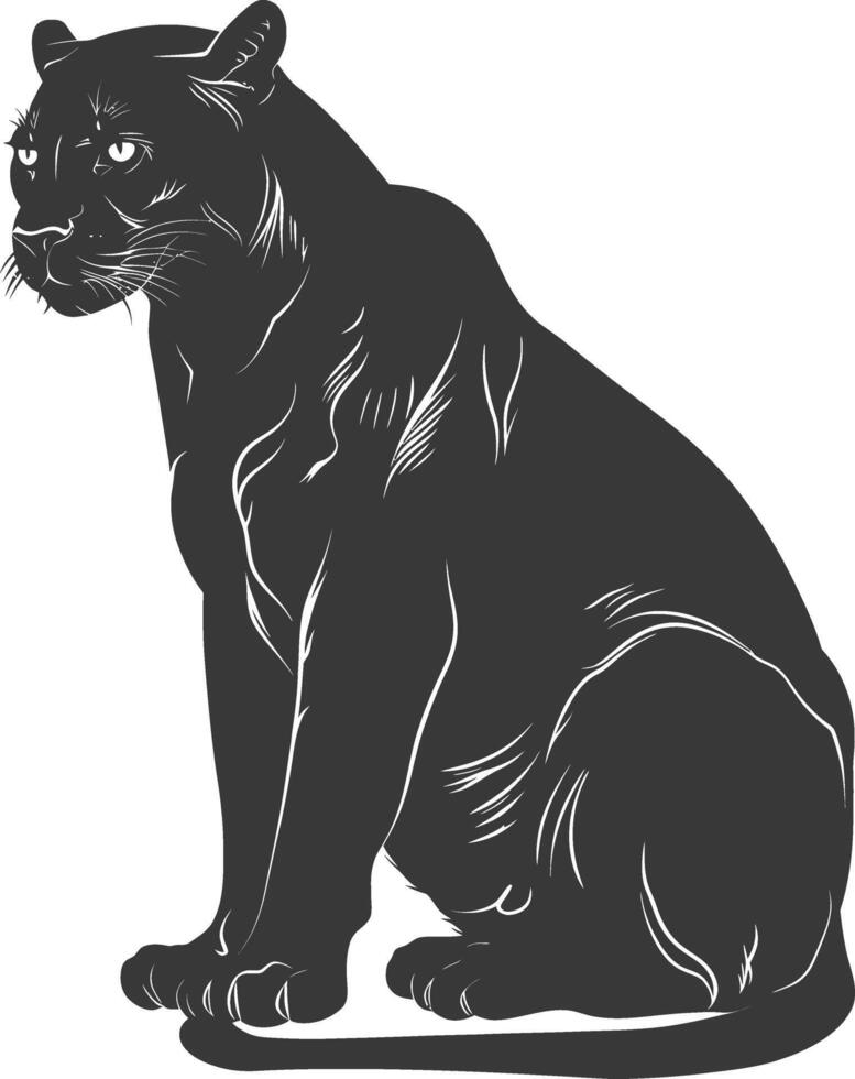 AI generated Silhouette panther animal black color only full body vector