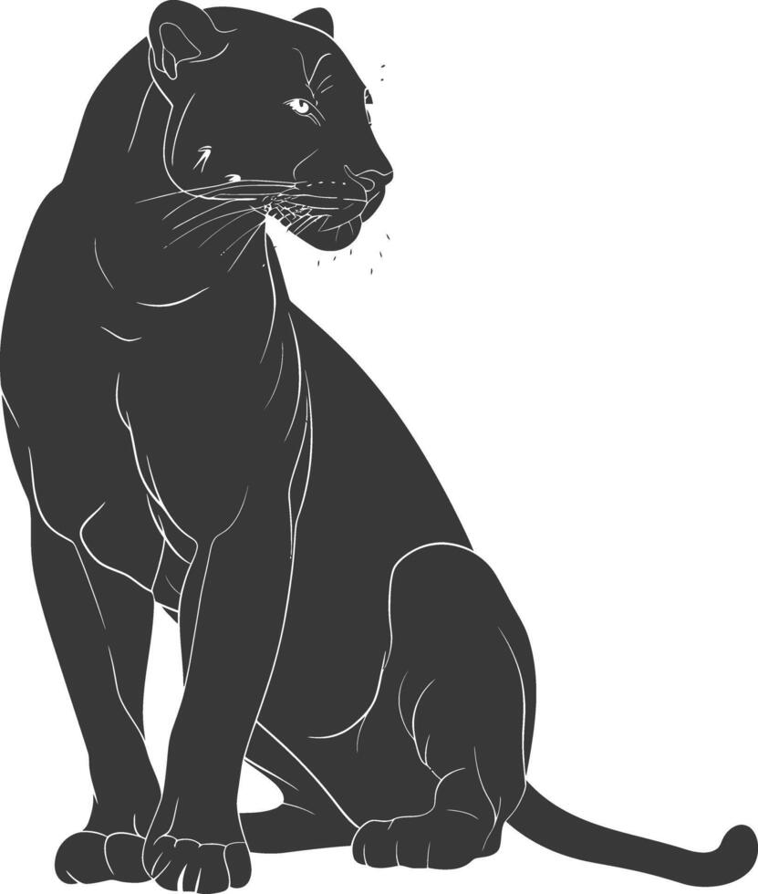 AI generated Silhouette panther animal black color only full body vector