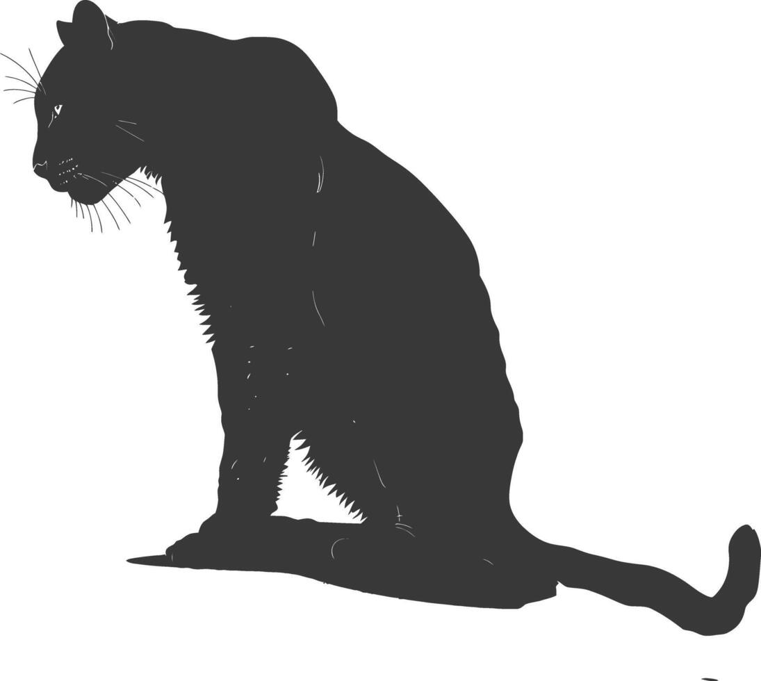 AI generated Silhouette panther animal black color only full body vector
