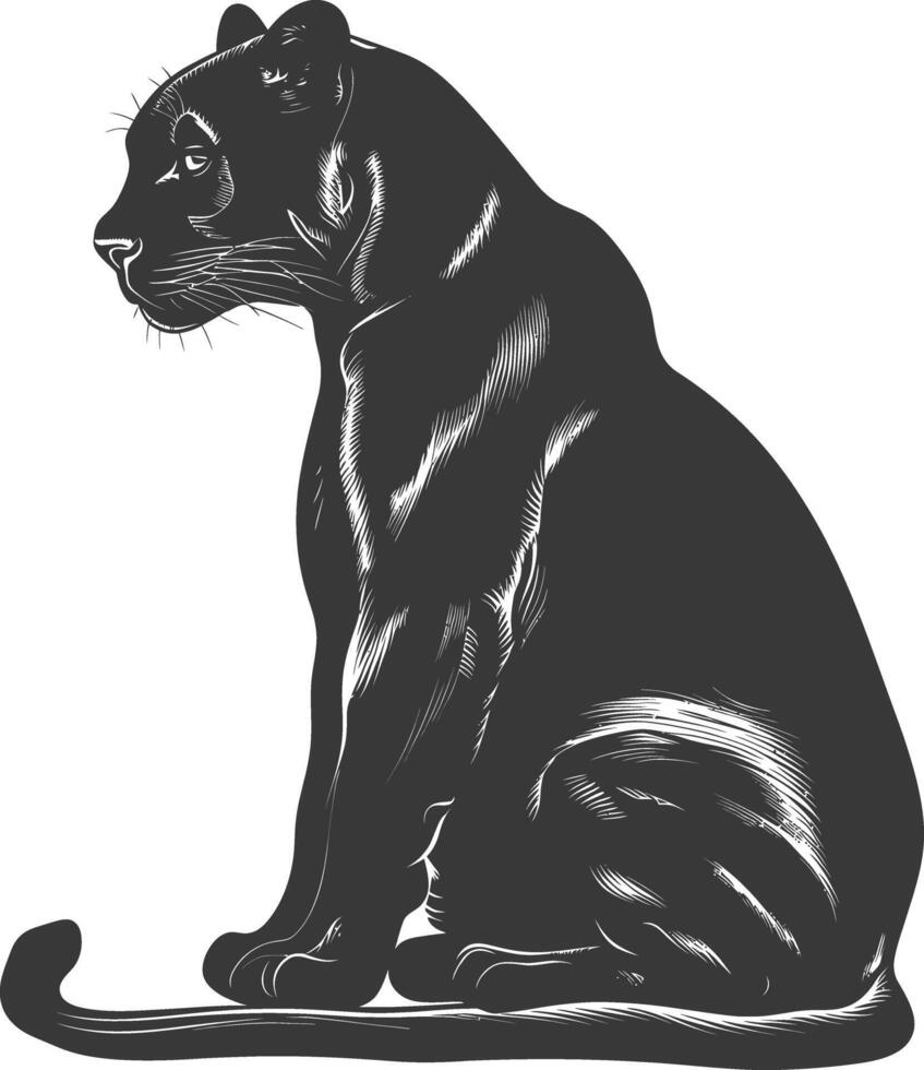 AI generated Silhouette panther animal black color only full body vector