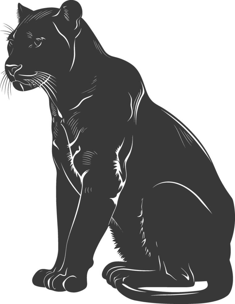 AI generated Silhouette panther animal black color only full body vector