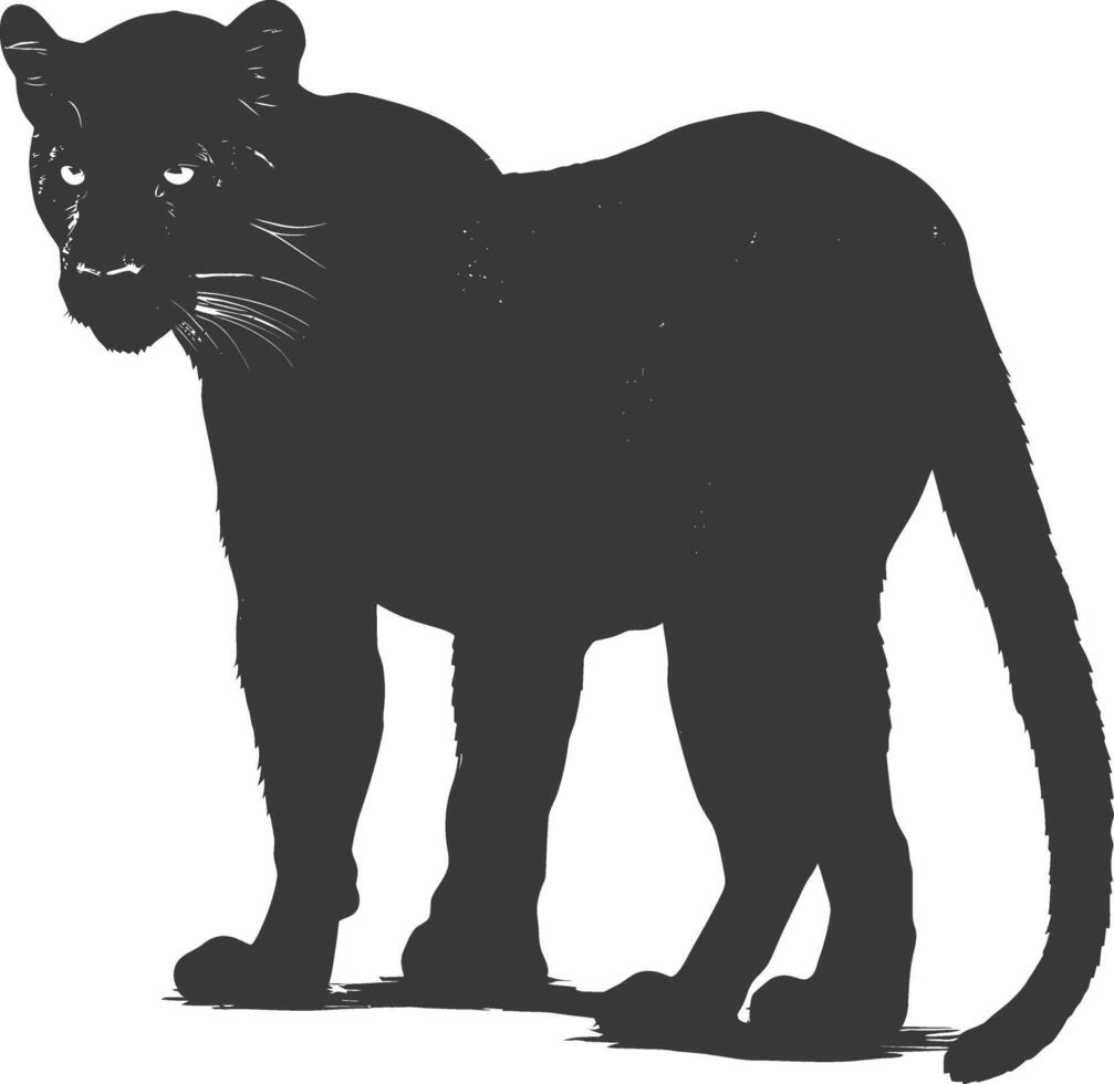 AI generated Silhouette panther animal black color only full body vector