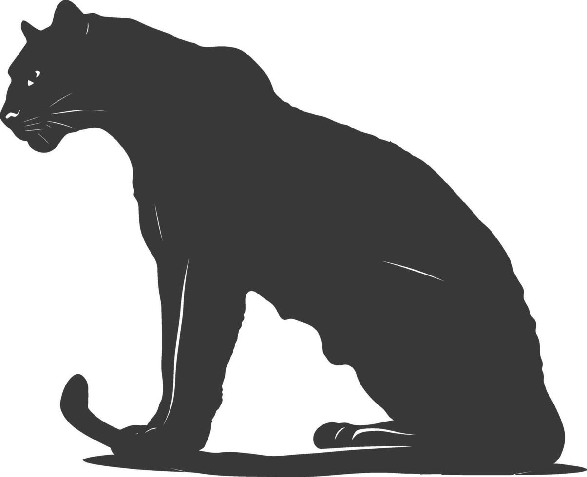 AI generated Silhouette panther animal black color only full body vector