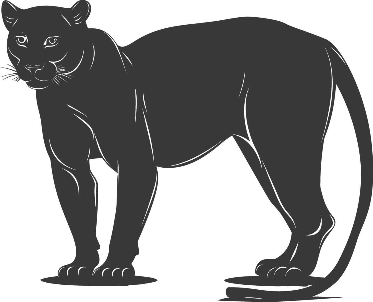 AI generated Silhouette panther animal black color only full body vector