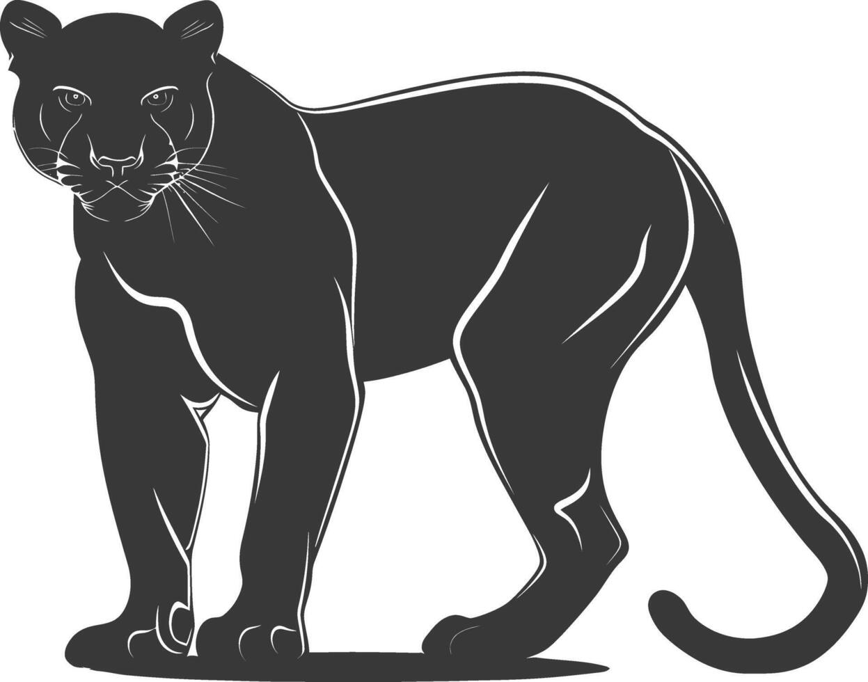 AI generated Silhouette panther animal black color only full body vector