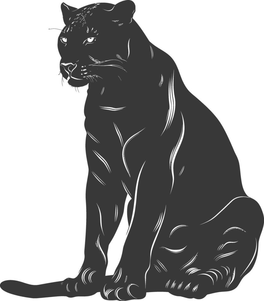 AI generated Silhouette panther animal black color only full body vector