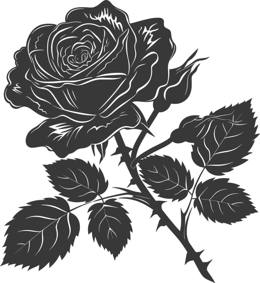 ai generado silueta Rosa flor negro color solamente vector