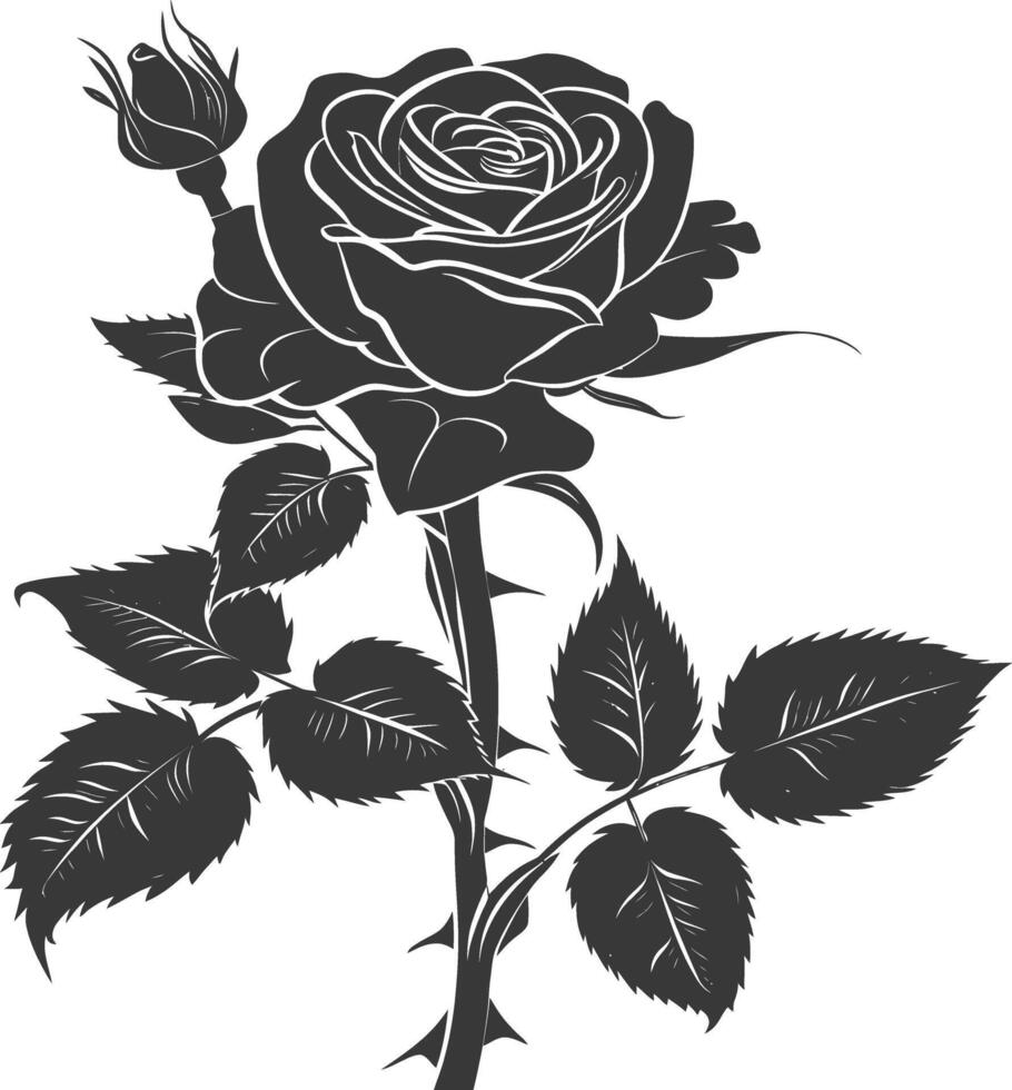 ai generado silueta Rosa flor negro color solamente vector