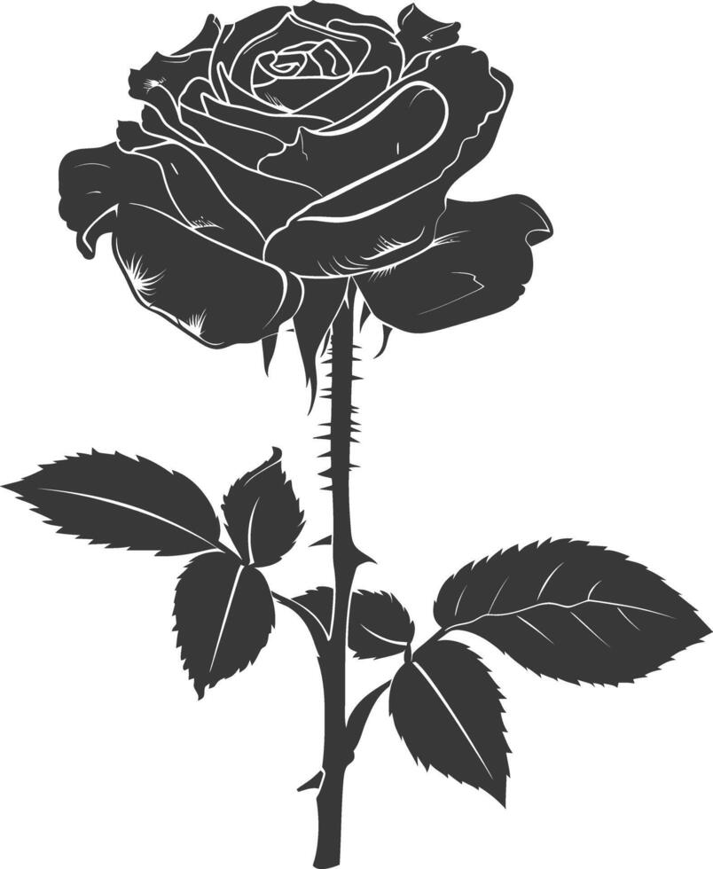 ai generado silueta Rosa flor negro color solamente vector