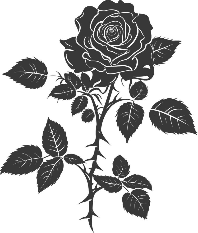 ai generado silueta Rosa flor negro color solamente vector