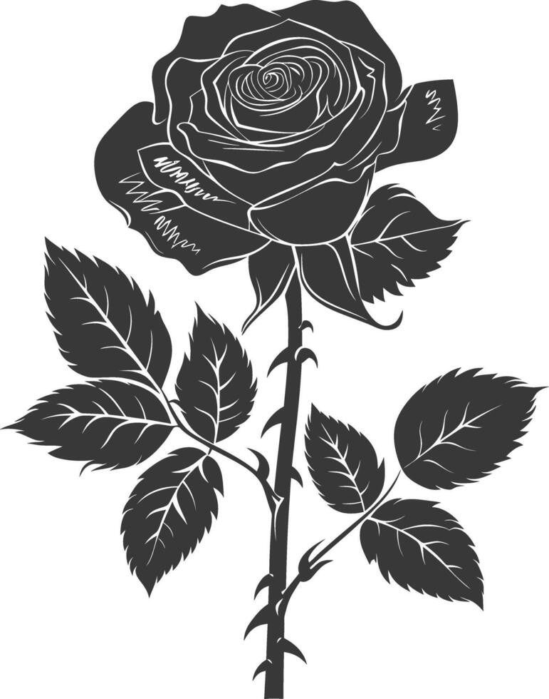 ai generado silueta Rosa flor negro color solamente vector