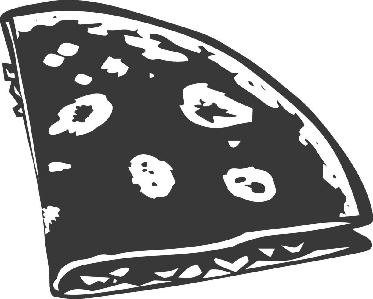 AI generated silhouette quesadilla mexican food black color only vector