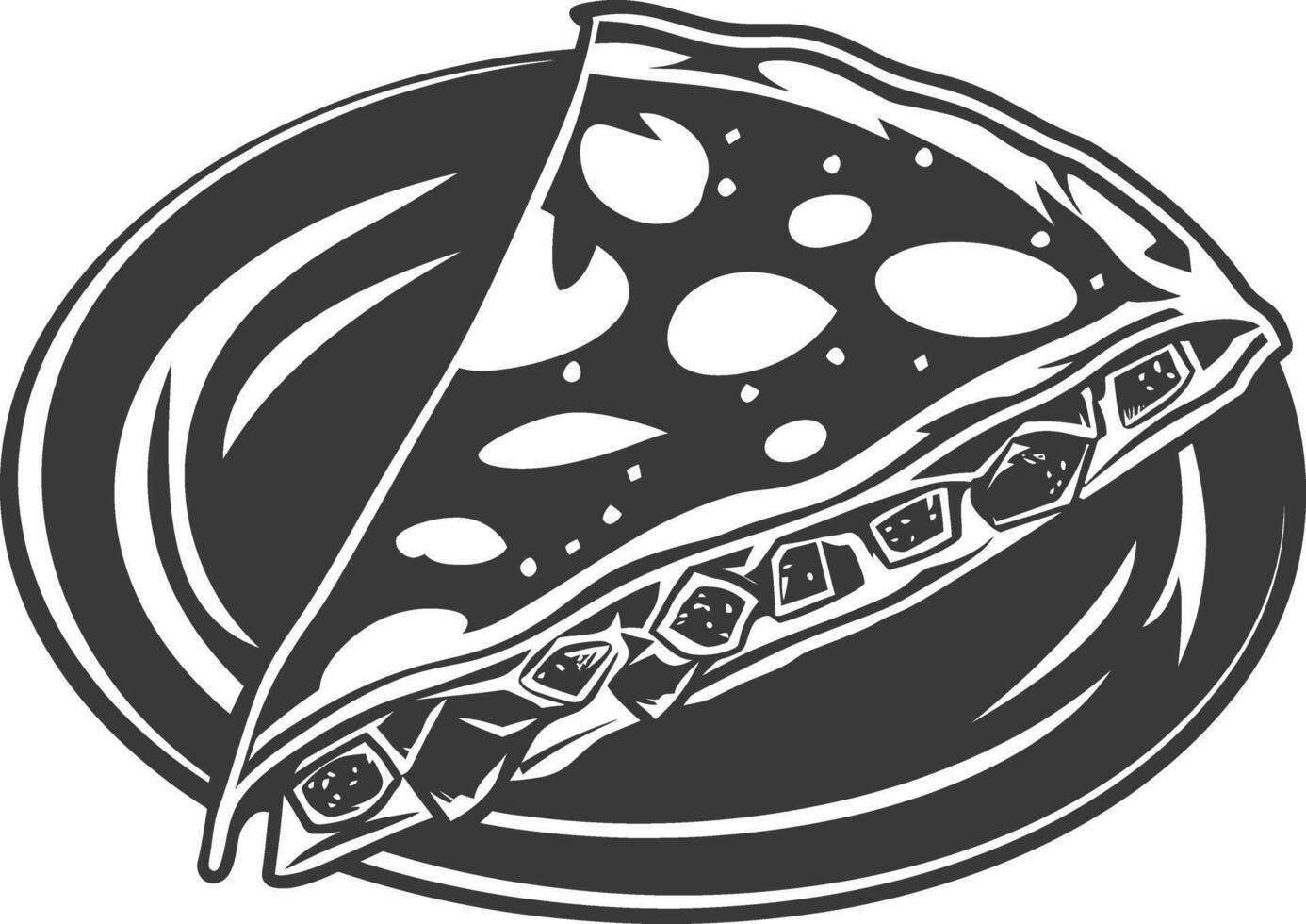 AI generated silhouette quesadilla mexican food black color only vector