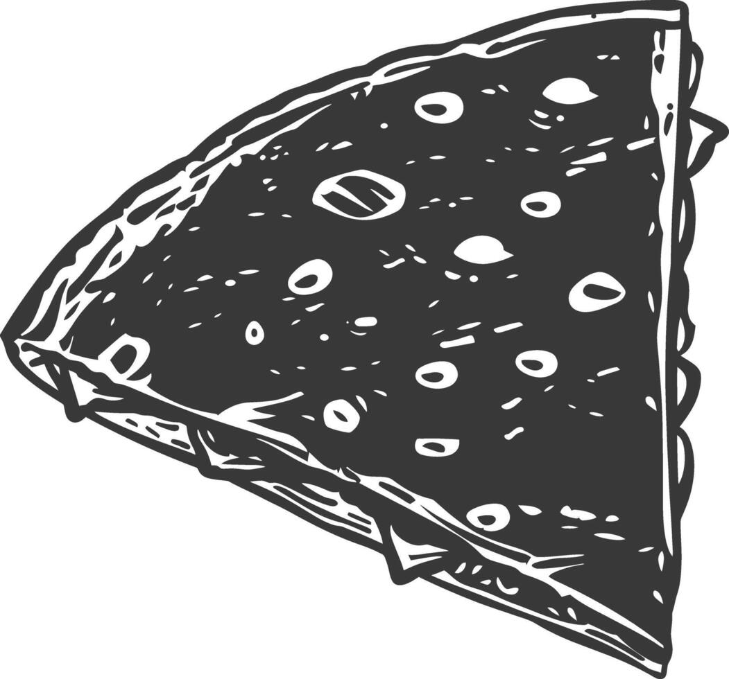 AI generated silhouette quesadilla mexican food black color only vector